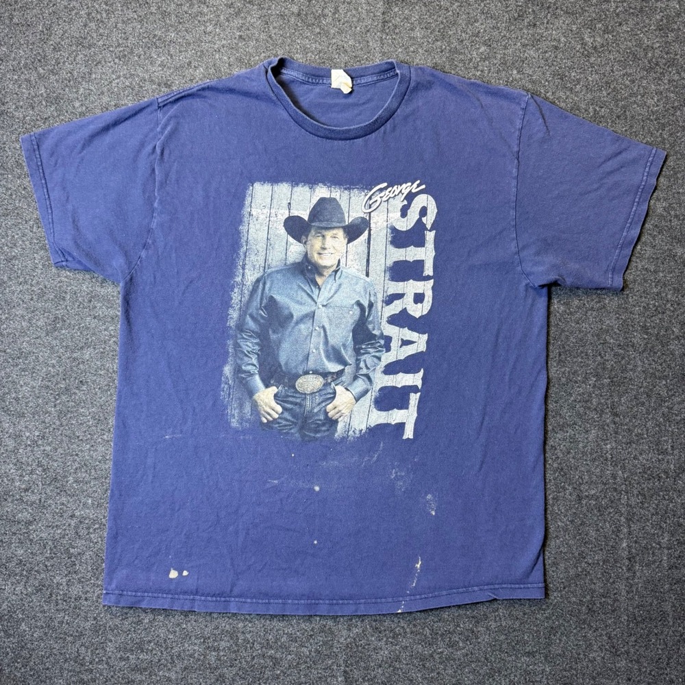 Vintage George Strait T-Shirt Mens XL Blue The Cowboy Rides Away Tour Tee